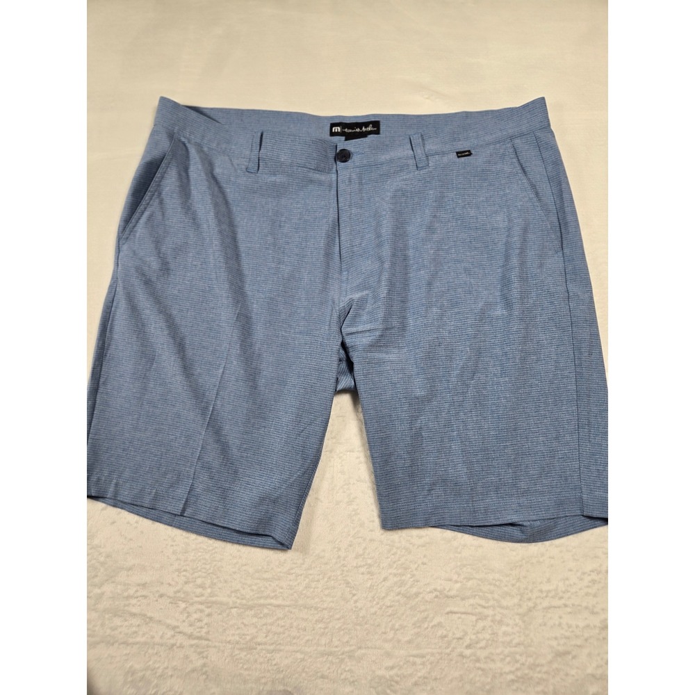 TravisMathew Beck Mens Blue Heather Performance Golf Shorts 40‎  Stretch Golf